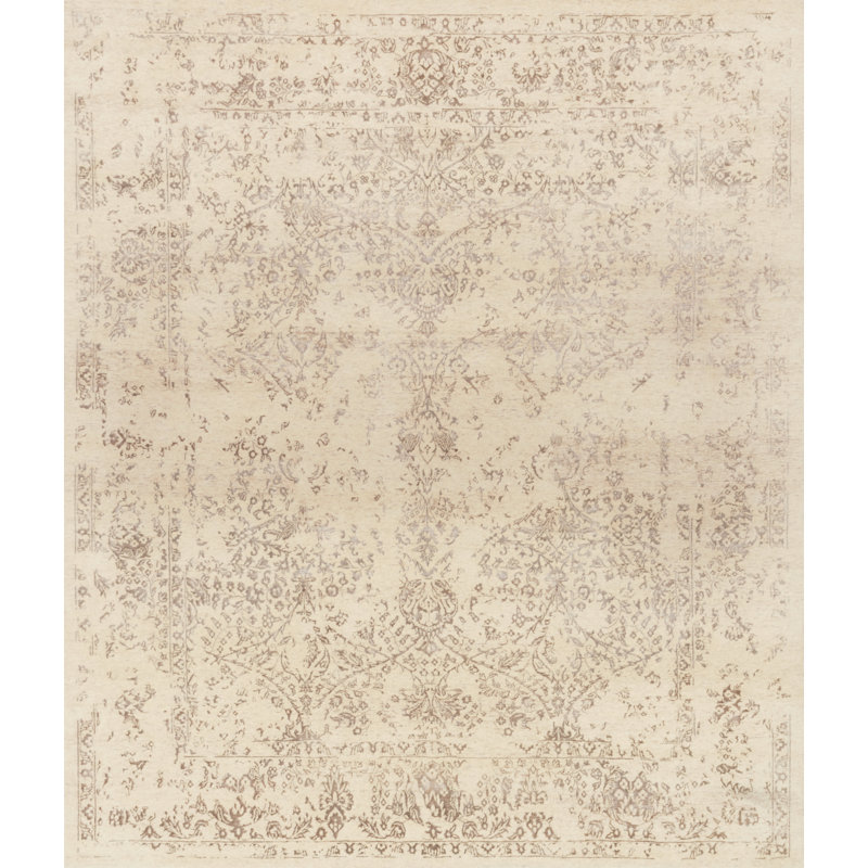 Hand Knotted Floral Indoor Rug, Rectangle 5'6" x 8'6"