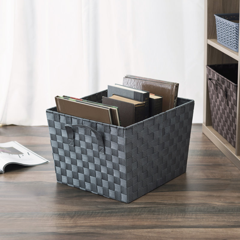 Panier en tissu à sangle moyenne, H 10 po x l 15 po x P 13 po, gris