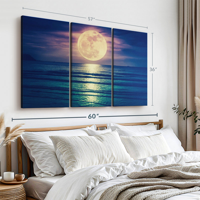 «Lune jaune» 3 pièces, H 36 po x l 57 po x P 1,25 po