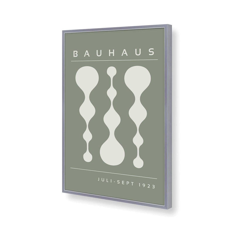 Green Retro Bauhaus Poster II Print, 11.25" H x 9.25" W x 1.25" D, Polished Chrome