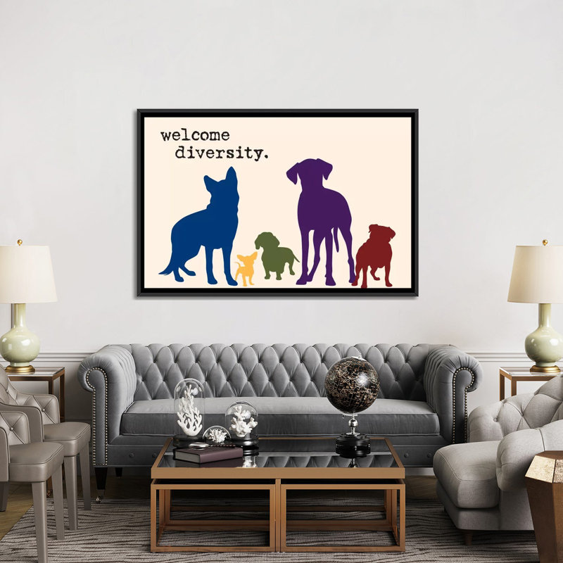 « diversité », impression sur toile, H 18 po x l 26 po x P 1,5 po, Toile avec cadre noir, Pas de tapis