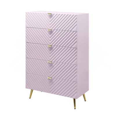 Commode rose à finition ultrabrillante