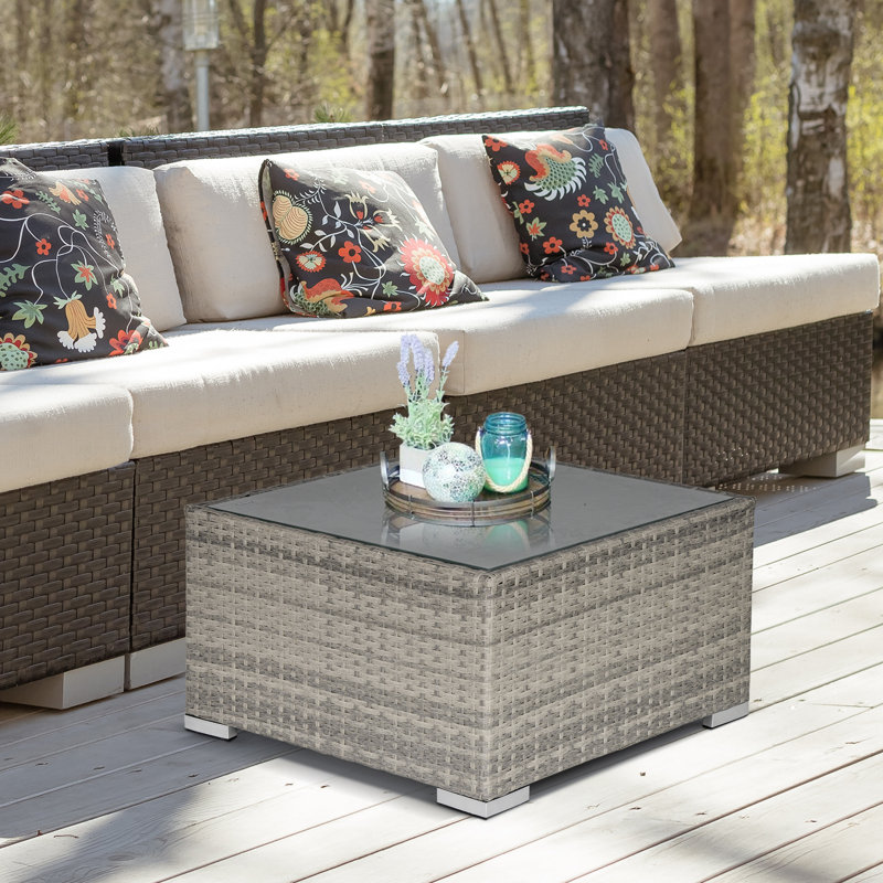 Hoffert Rectangular Metal Outdoor Coffee Table , 65cm cm W 65cm cm D, Grey