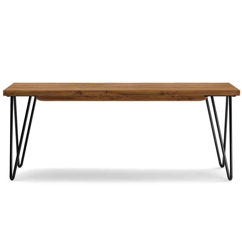 Natural Mango Wood Bench with Black Metal Hairpin Legs
