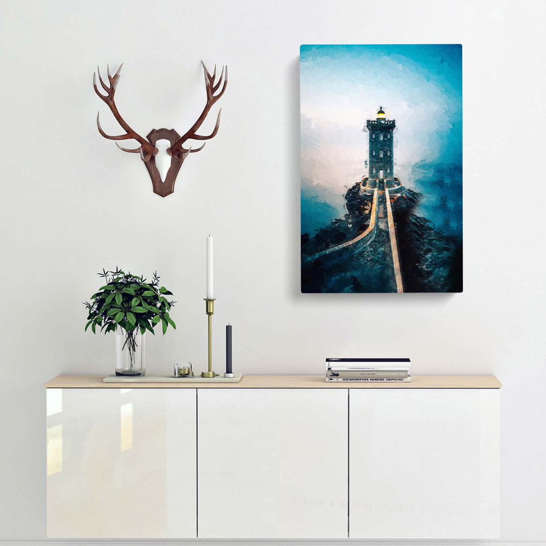 Lighthouse In Le Conquet France In Abstract - Wrapped Canvas