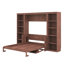 Lit escamotable double avec bureau et bibliothèque, lit plateforme pliable avec plusieurs supports de rangement pour la chambre d'amis-1664703481