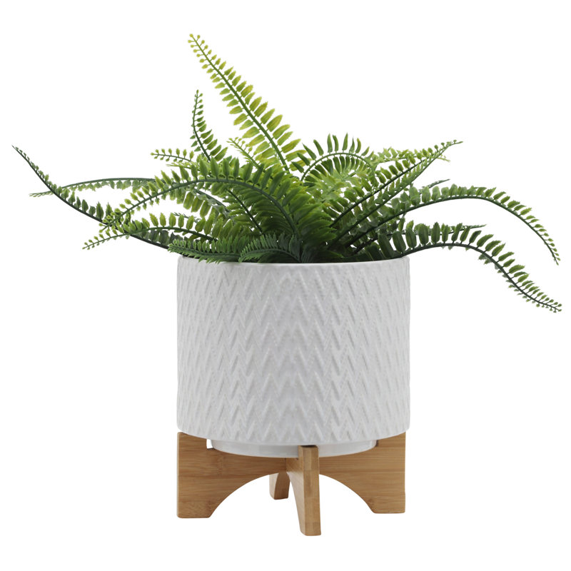8" Chevron Planter W/ Stand, 10" H x 8" W x 8" D