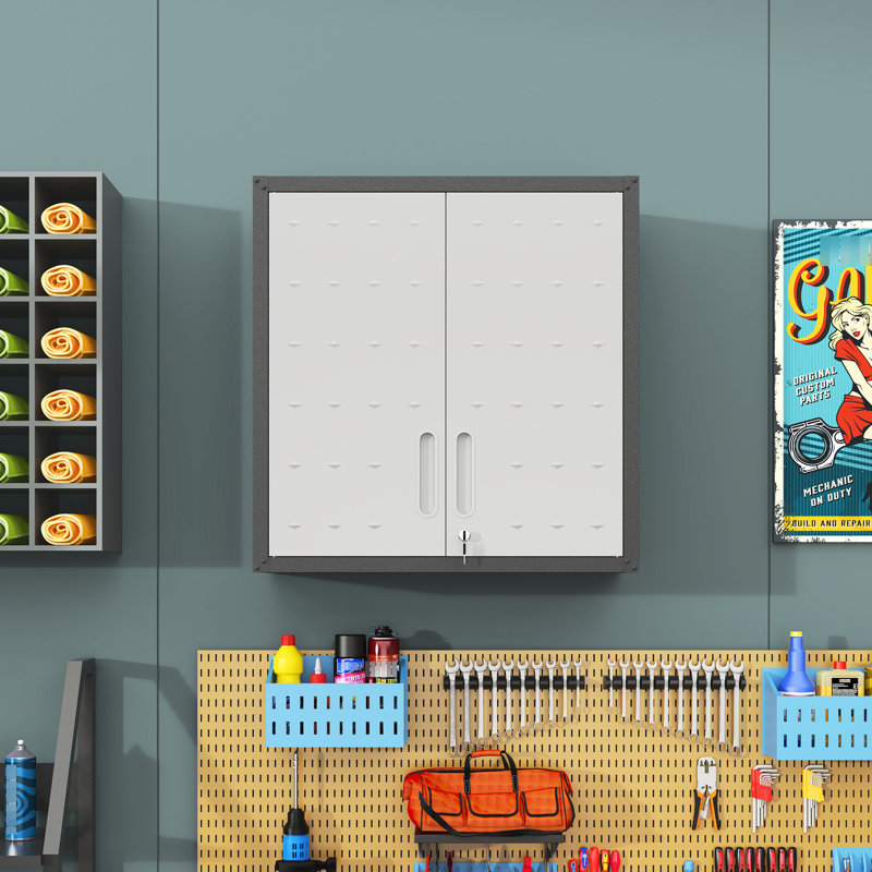 Metal Wall Cabinet With Locking Door And Adjustable Shelf For Office Space Tool Storage Lock Garage, Decor
