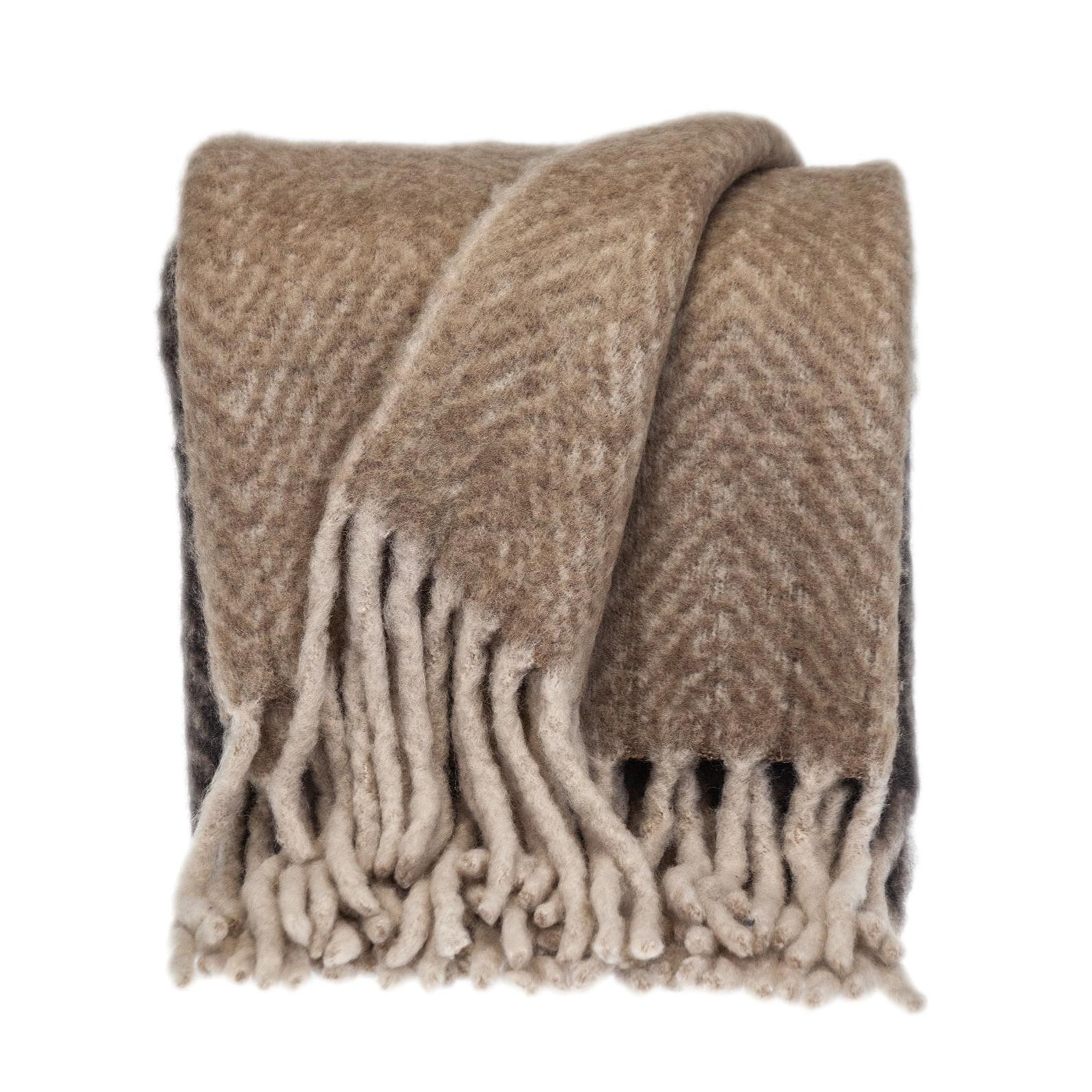 Ixia Wool Blend Knitted Throw Blanket, Brown