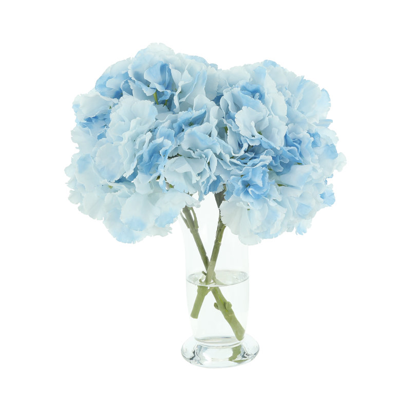 Polysilk Hydrangea Arrangement in Vase, Blue