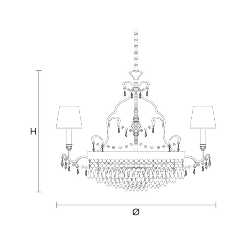 Lustre suspendu Glassey, Nickel mat, H 39 po x l 46 po x P 46 po, Gelé