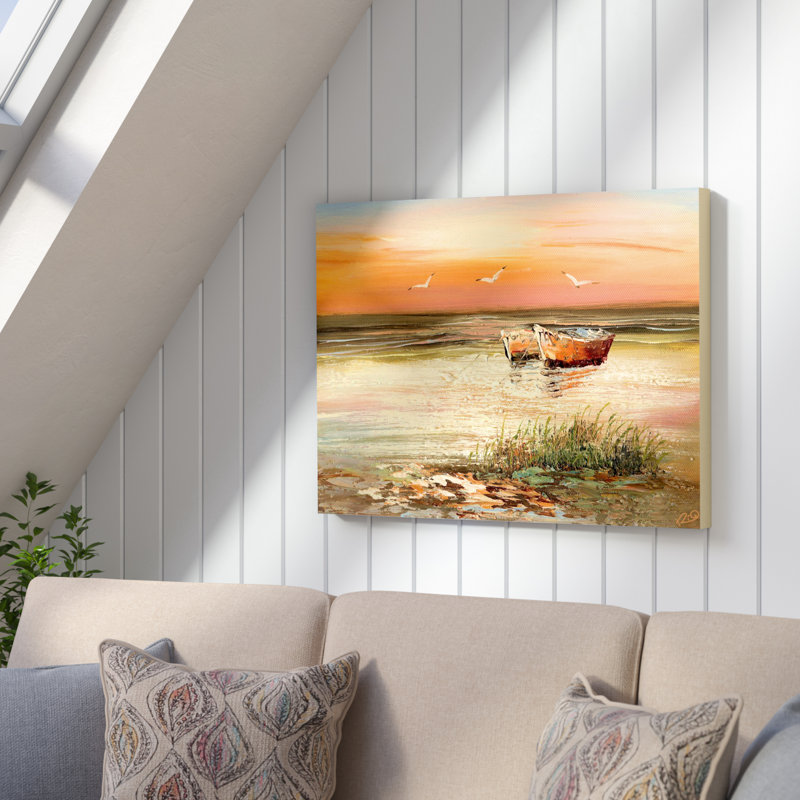 «Florida Sunset», peinture sur toile, H 35 po x l 47 po x p 2 po, Toile tendue