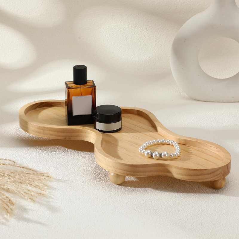 Wood Cloud Perfume Tray Irregular Jewelry Decorative Tray For Trinket Dish Ring Holder Dish Room Aesthetic Decor Valentine's Day Birthday Gift(Wood Color)