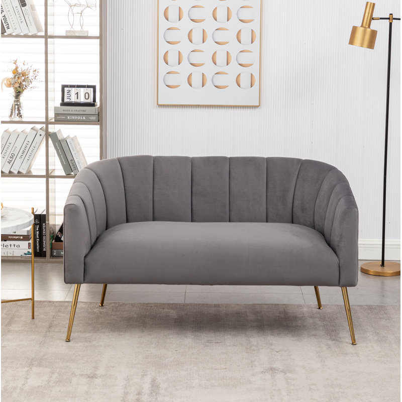 Mariantonietta 51'' Velvet Loveseat, Gray 