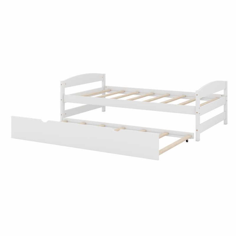 Lit plateforme avec lit gigogne, Blanc