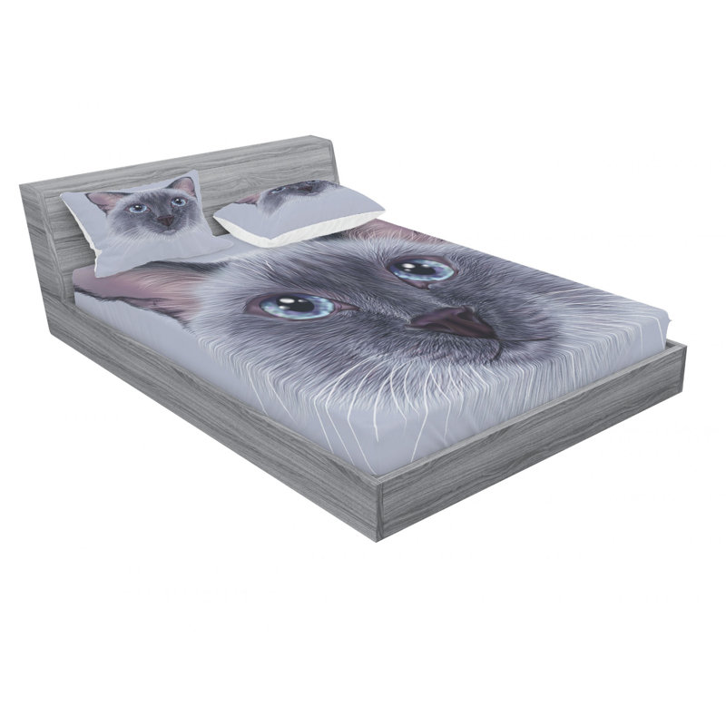 Ensemble de draps Portrait de chat siamois, Ensemble de draps pour lit double avec un drap-hou