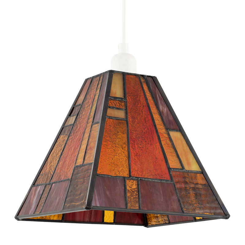 18cm H Glass Square Pendant Shade ( Screw On ), Orange