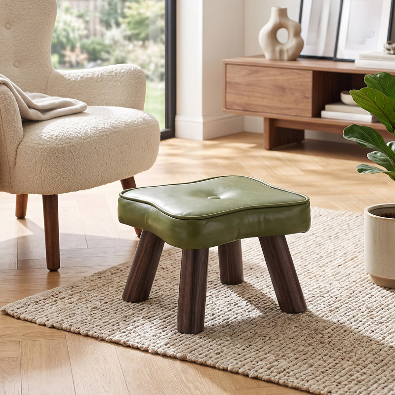 28 cm W Faux Leather Footstool