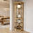 American Classical Lighted Corner Curio Cabinet - Glass Doors, Adjustable Shelves, 150LBS-1540899835