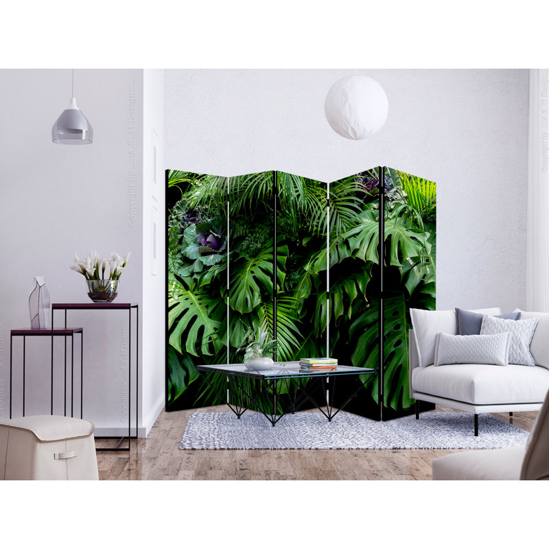 225cm W x 172cm H 5 - Panel Solid Wood Folding Room Divider