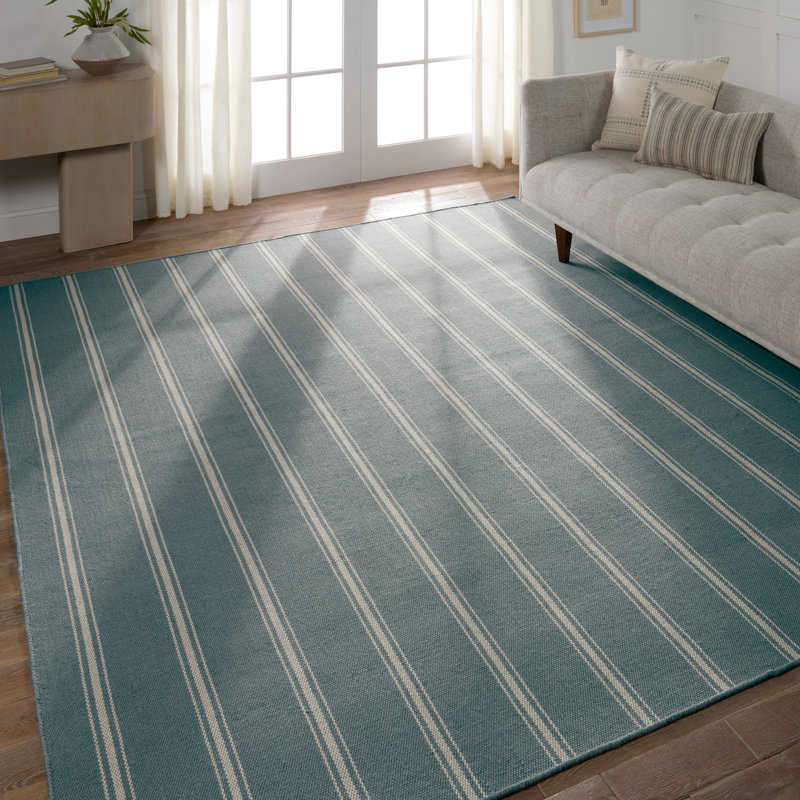 Striped Area Rug in Gray/Beige, Rectangle 4' x 6'