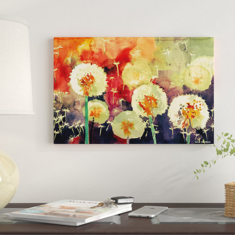 « pissenlits » par maja wronska, impression sur toile, H 8 po x l 12 po x P 0,75 po, Pas de tapis, Toile tendue