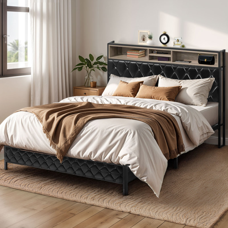 Upholstered Storage Bed, Queen, White