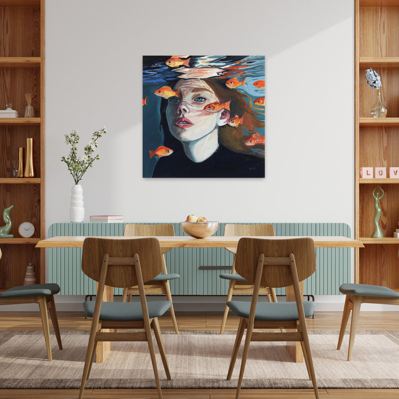 Swimming With The Fishies Contemporary Art, 36" H x 36" W