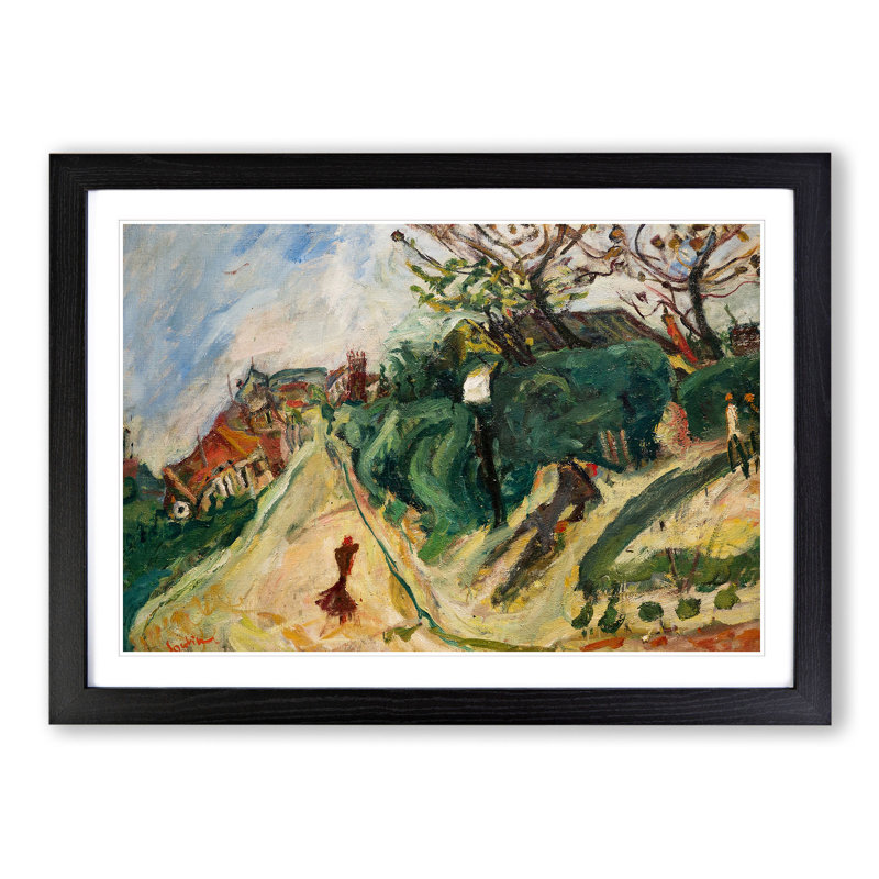Landscape with Figure by Chaim Soutine - Picture Frame Painting, Black Framed, 48cm H x 65cm W x 2cm D