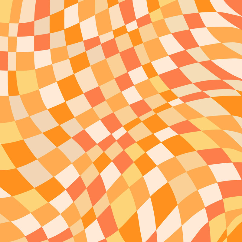 «Ahl Little Dean Orange Shades Checkers» par NG Xhiang Ming, reproduction sur toile tendue, H 36 po x l 36 po