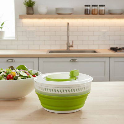 3-Quart Collapsible Salad Spinner: Saves Space And Is Easy To Store; Quickly Spins Dry; Dishwasher Safe; BPA-Free.