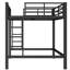 Lit mezzanine double en métal noir avec garde-corps, échelles doubles, cadre et espace inférieur pour un petit bureau-300821995