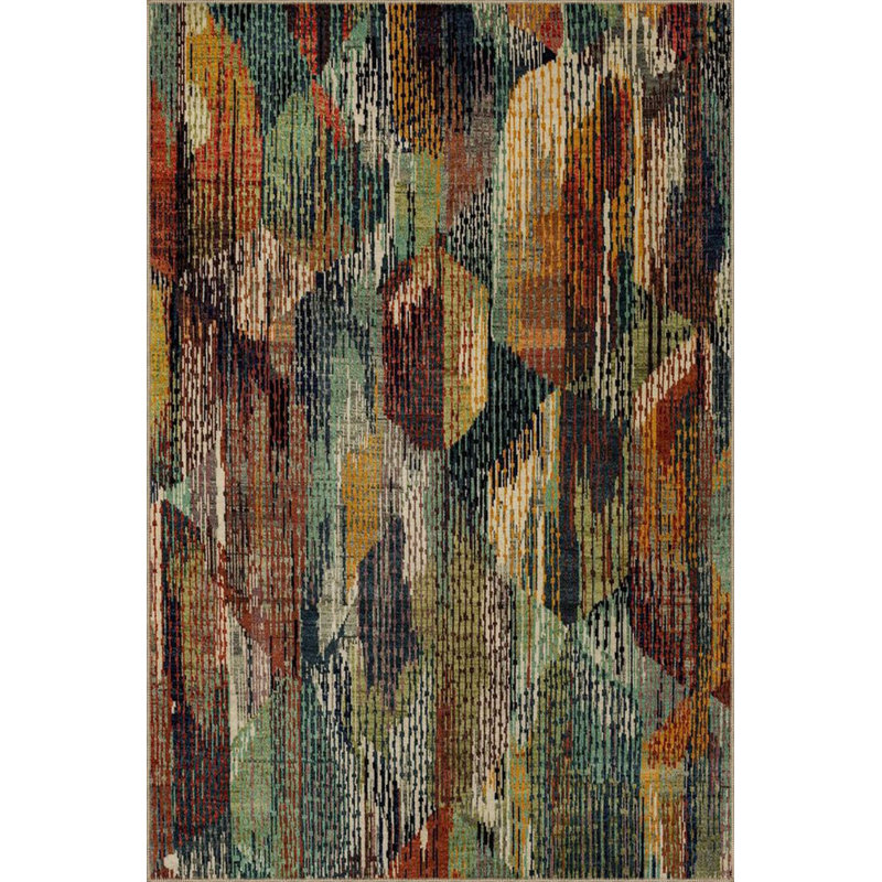 Multi Color Flowing Pattern Decorative Washable Area Rug, Square 4'11"