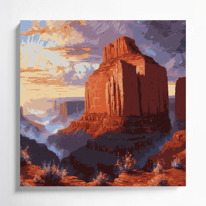 Art mural sur toile, "Sunrise 99", Southwestern, H 12 po x l 12 po