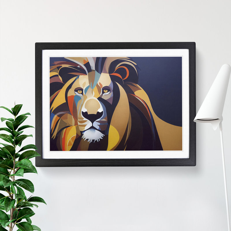 Intense Lion - Framed Print, Black, 46cm H x 64cm W x 2cm D