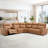 Classic Orange Faux Leather Power Sectional with Console & 3 Electric Recliners-102792027