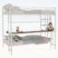 Lit superposé double au-dessus d'un lit double avec bureau intégré et éclairage à DEL - conception loft peu encombrante pour enfants et adolescents, structure robuste, assemblage facile, parfait pour les chambres à coucher et les dortoirs