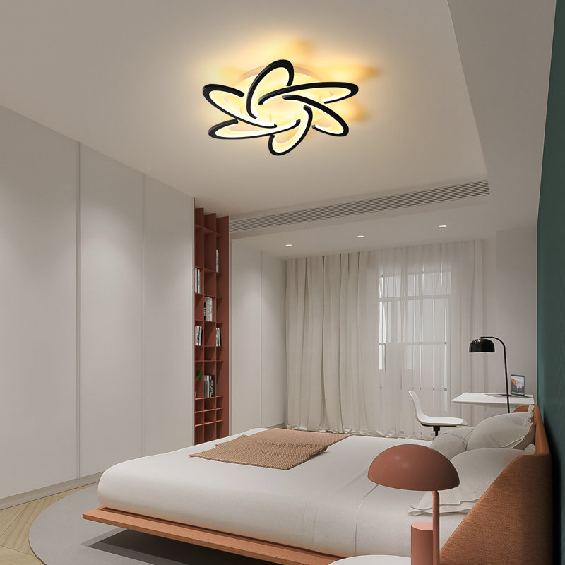 Modern 6-Light 64cm LED Flush Mount, Black