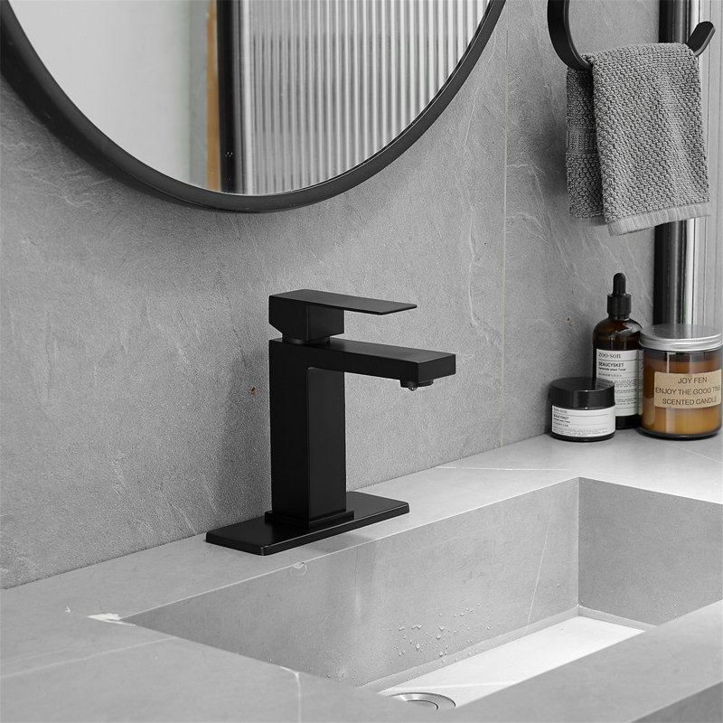 Single-Hole Single-handle Bathroom Faucet with Drain Assembly, Matte Black