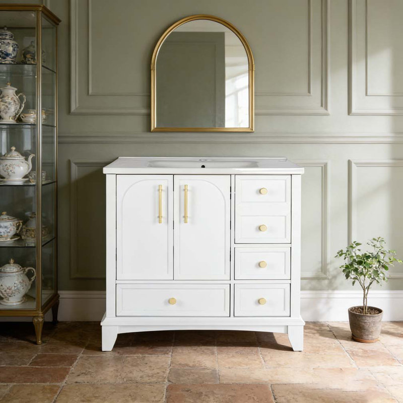 Meuble-lavabo moderne 36 po, Blanc