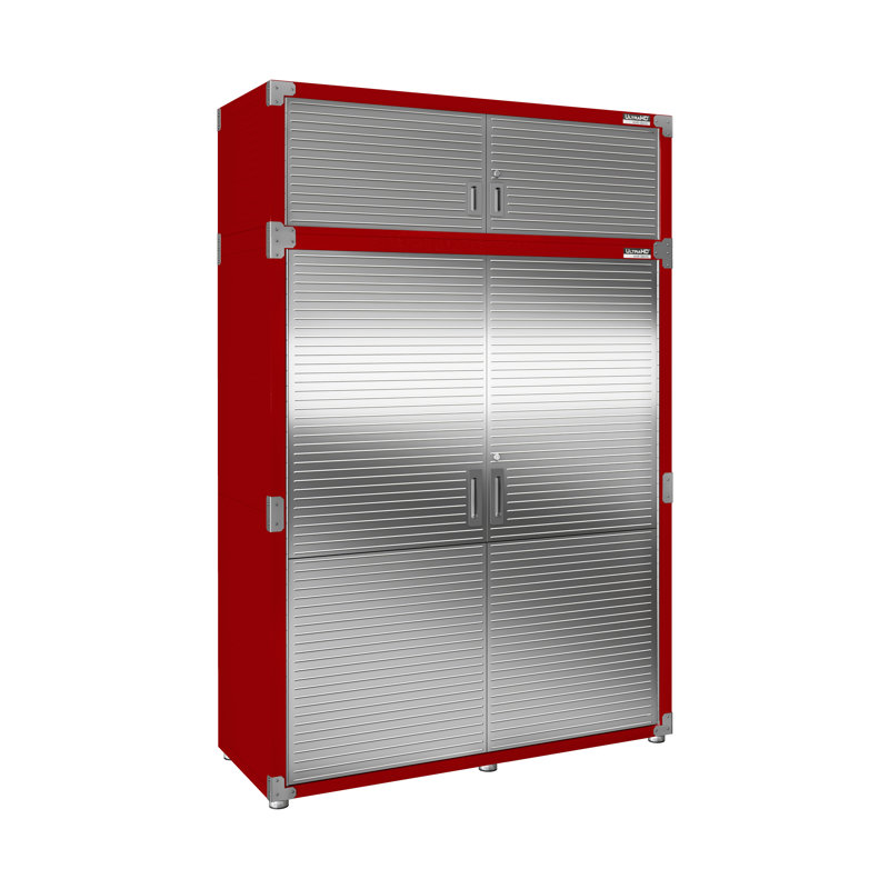 Seville Classics UltraHD 2 Piece Stainless Steel Storage System, 90.5" H x 60" W x 24" D, Red