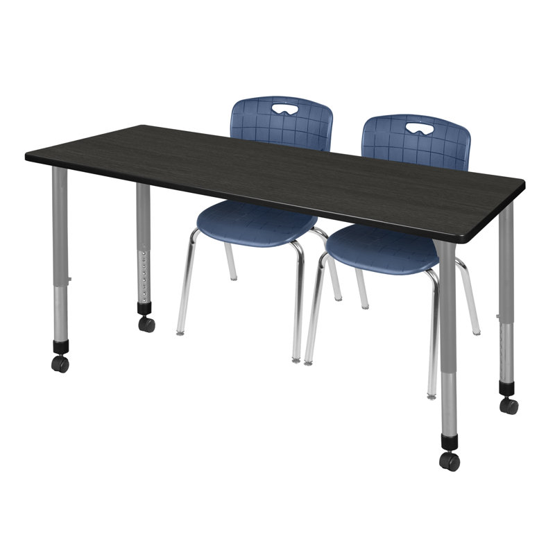 Ensemble de table et chaises Romig Kee, Bleu, Blanc, L 66 po x P 24 po