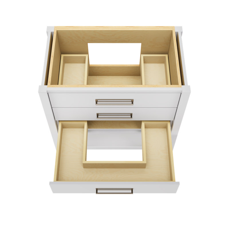 Kiawah Three-Drawer Single Bath Vanity, Strong White, Satin Nickel, 36"
