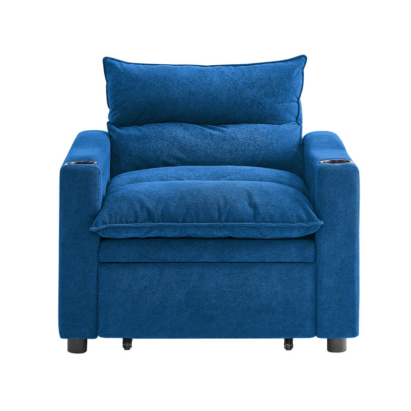 Convertible Sofa Bed, 3-In-1 Multi-Functional Velvet Sleeper Couch Pull-Out Bed, 47'' Loveseat Chaise Lounge With Adjustable Backrest