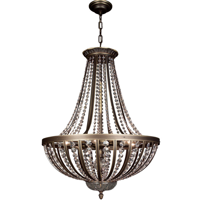 Lustree empire 6 lumières unique Terragona, Crystalique Plus, Bronze romain