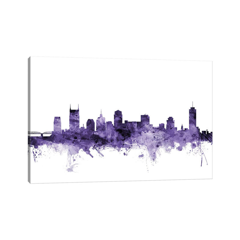 Nashville, Tennessee Skyline by Michael Tompsett - 1 Piece Wrapped Canvas Wall Art, 20.32 cm H x 30.48 cm W