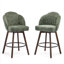 Tabouret de bar et de comptoir pivotant 27 po avec siège large 27 po, chaises d'îlot de cuisine pivotant à 360 ° avec pieds en bois massif, chenille vert olive-1064516706