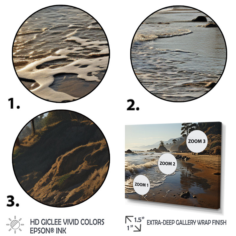 «Altun Beach Tranquil Tide I», reproduction sur toile, Cadre doré à une seule photo, H 12 po x l 20 po x P 1 po