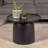 Romy Round Mango Wood Accent Table with Tapered Drum Base, Black