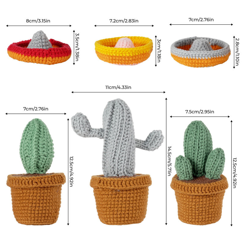 Cacti Amigurumi DIY Kit au crochet Wizardi F07N8-M191-M193